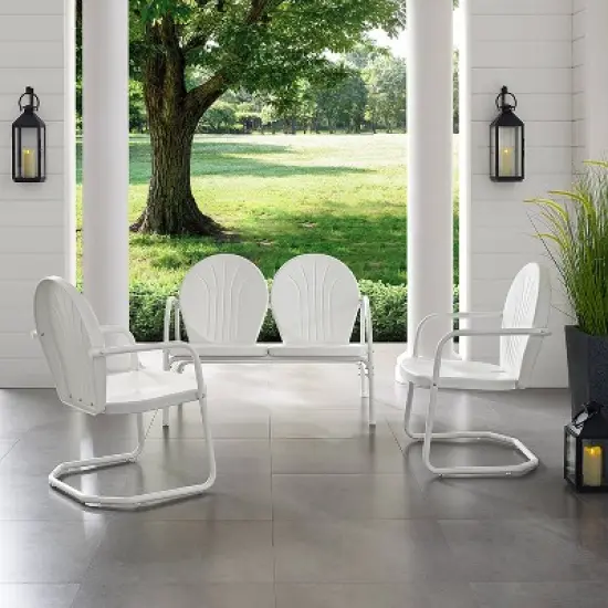 Griffith 3pc Outdoor Seating Set - White - Crosley image {2}