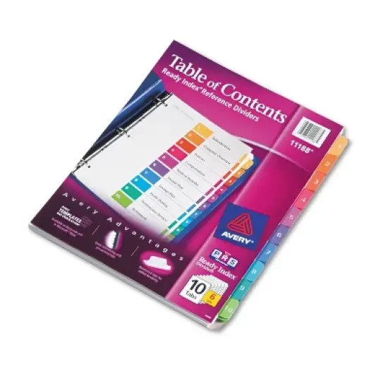 Avery Ready Index Customizable Table of Contents Asst Dividers 10-Tab Ltr 6 Sets 11188 image {3}