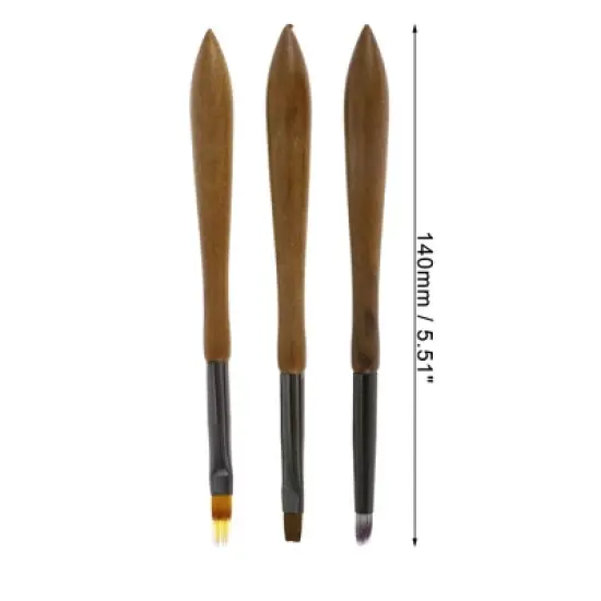 Unique Bargains Smudge Nail Painting Brushes Set for Polish Painting Home DIY Brown 3 Pcs image {3}