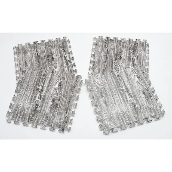 Tadpoles 9 Tile Natural Wood Grain Playmat for Kids & Adults | Interlocking Tiles | Safe & Durable | Total Floor Coverage 56 x 56 | Grey image {1}