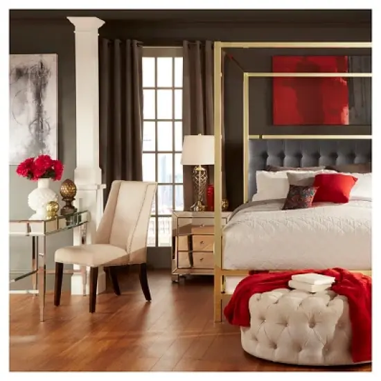 Set of 2 Harlow Wingback Dining Chair with Nailheads Oatmeal - Inspire Q image {4}