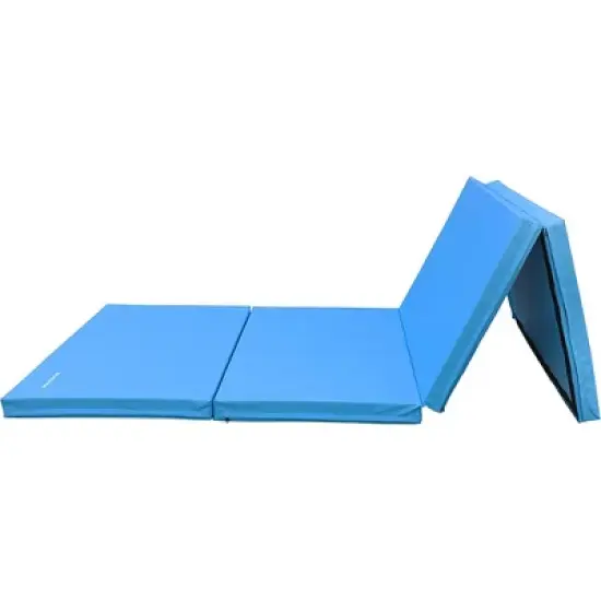 BalanceFrom Fitness 10' x 4' All-Purpose Folding Vinyl 4-Panel Gymnastics Gym Exercise Mat for Yoga, Aerobics, Pilates, and Martial Arts, Blue image {2}