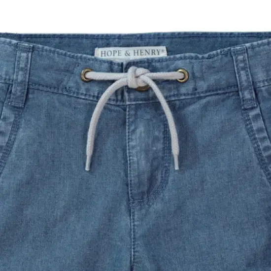 Hope & Henry Boys' Chambray Rolled Cuff Pant With Drawstring, Infant image {1}