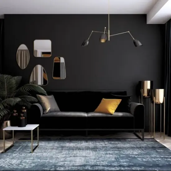 Adley Velvet Fabric Coil Futon with Metal Base - CosmoLiving by Cosmopolitan image {9}