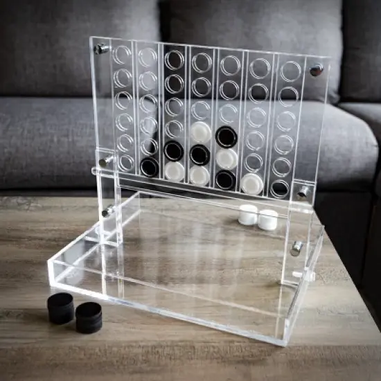 Trademark Games Acrylic 4 in a Row Game - Fun Strategy Game,Tabletop Decoration and Functional Desk Decor- Black and White image {8}