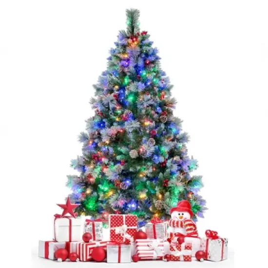 Costway 6 FT Pre-Lit Artificial Christmas Tree Hinged with Pine Needles 350 LED Lights image {1}