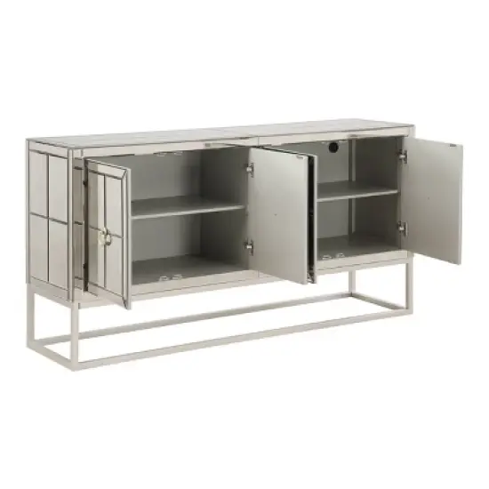 Adolphe Contemporary 4 Door Mirrored Storage Credenza/Sideboard Gold - Treasure Trove image {1}