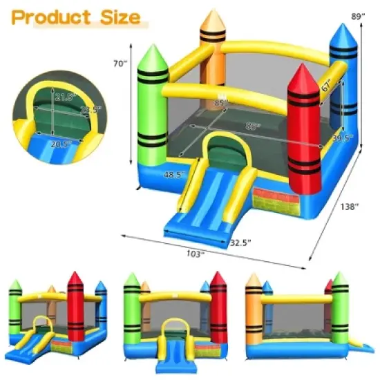 Costway Inflatable Bounce House Kids Jumping Castle w/ Slide&Ocean Balls Blower Excluded image {2}