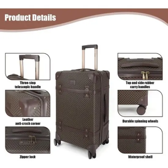 New York Xpress QD-24101 Luxury Vintage Durable Suitcase Sets w/TSA Lock & Double Spinner Wheels 20" 24" 28" image {12}