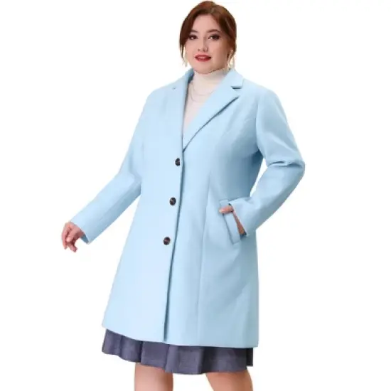 Agnes Orinda Women's Plus Size Winter Notched Lapel Single Breasted Pea Coat image {10}