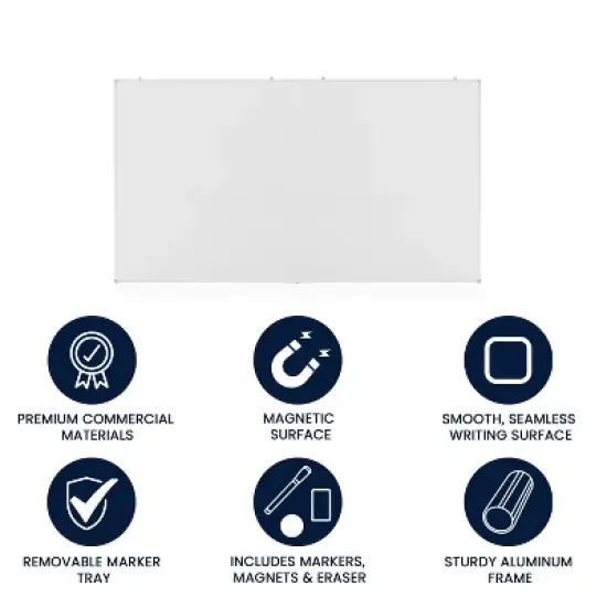 Flash Furniture HERCULES Commercial Whiteboard, Aluminum Magnetic Dry Erase Board with Wall Mount, Marker Tray, Eraser, 3 Markers, 6 Magnets image {12}