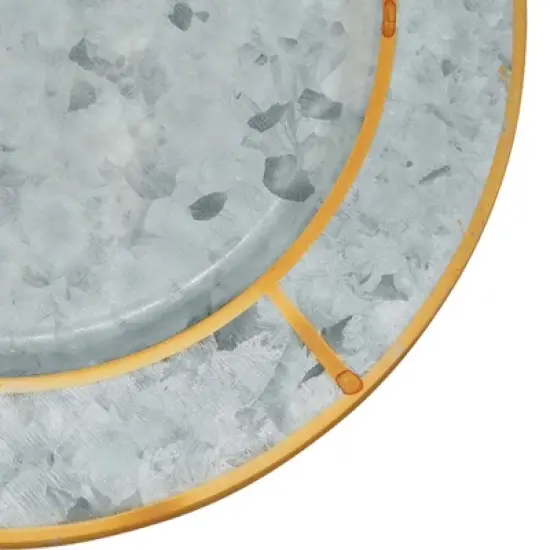 Saro Lifestyle Gold Rim Galvanized Charger, 13" &Oslash; Round, Silver (Set of 4) image {3}