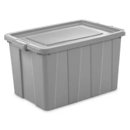Sterilite Tuff1 30 Gallon Plastic Stackable Temperature and Impact Resilient Basement/Garage/Attic Storage Tote Container Bin with Lid, Gray (12 Pack) image {6}