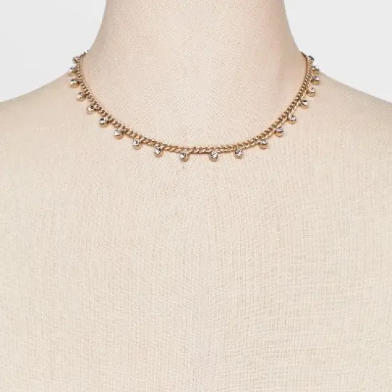 Crystal Station Cubic Zirconia Chain Necklace - A New Day&trade; Gold image {2}