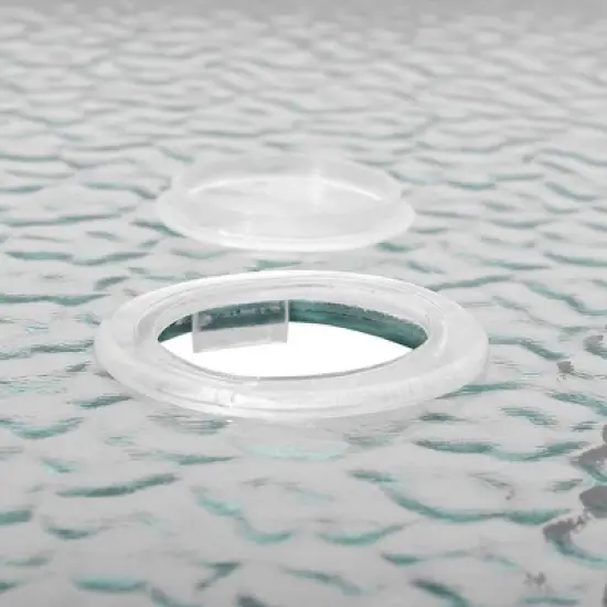 Square Patio Bar Height Table with Tempered Glass Top & Umbrella Hole - Brown - Crestlive Products image {1}