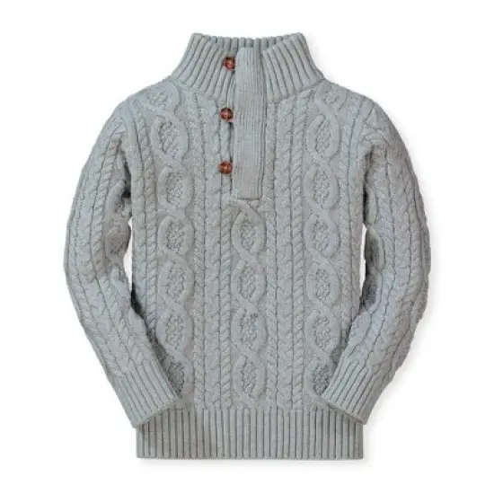 Hope & Henry Boys' Mock Neck Cable Sweater with Buttons, Kids image {7}
