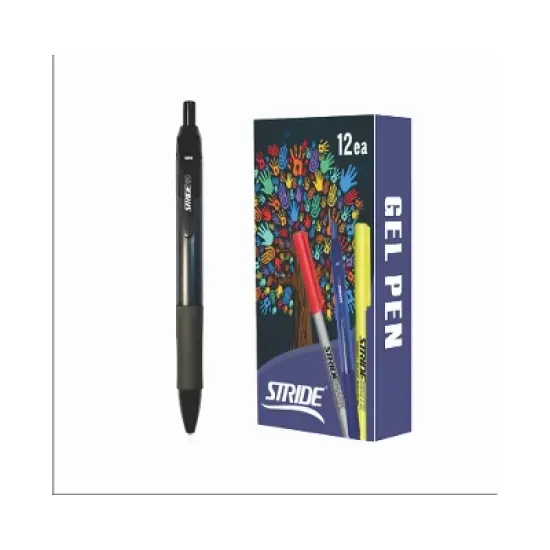 StrideRio Retractable Gel Pen Medium Point Black Ink Dozen (52001) image {4}