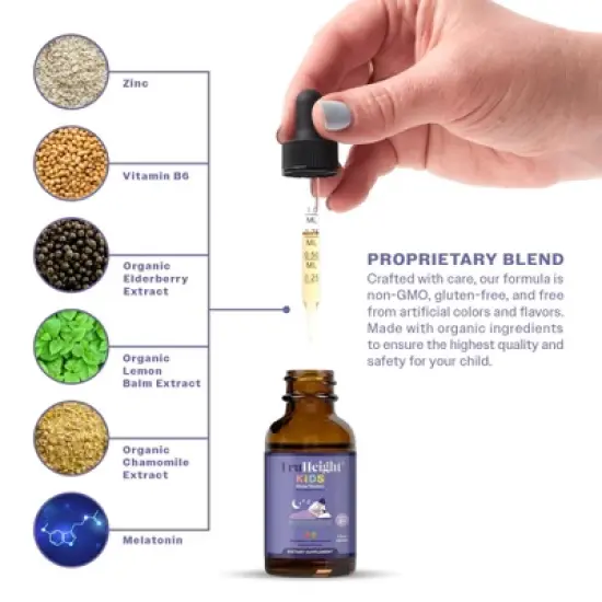 TruHeight Kids Sleep Tincture Ages 2+ (Watermelon Flavor) - Babies, Toddlers & Kids Natural Sleep Aid - Baby, Toddler, Child Melatonin 2 Year Old+ image {6}