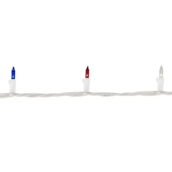 Brite Star Patriotic Chasing Mini Light Set - Red, Clear and Blue - 34ft White Wire - 150ct image {2}