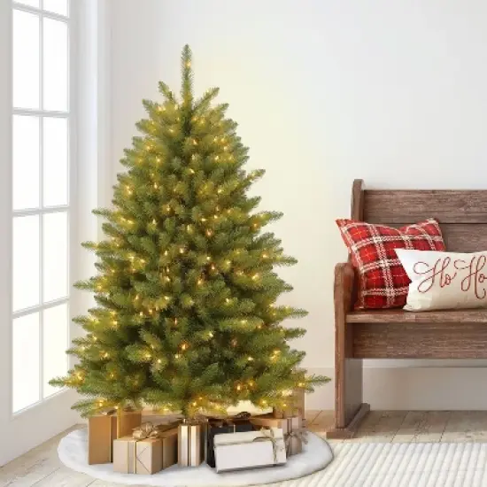 Puleo 4.5ft Pre-lit Forest Fir Artificial Christmas Tree: Hinged Branches, 250 Clear Lights, Indoor Use, Includes Stand image {3}