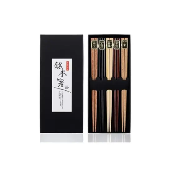Heim Concept 5 Pair Organic Basic Hardwood Japanese Reusable Wood Chopsticks image {4}