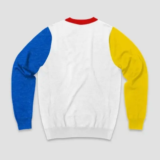 Men's Super Mario Graphic Pullover Sweatshirt - Yellow/White/Heathered Blue image {1}