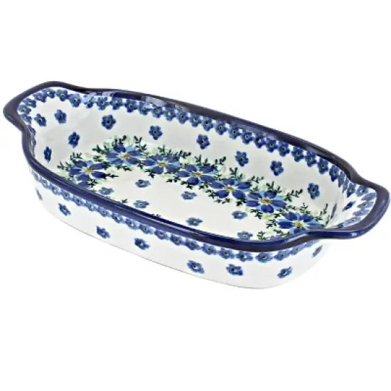 Blue Rose Polish Pottery 1281 Zaklady Rectangular Serving Dish image {8}