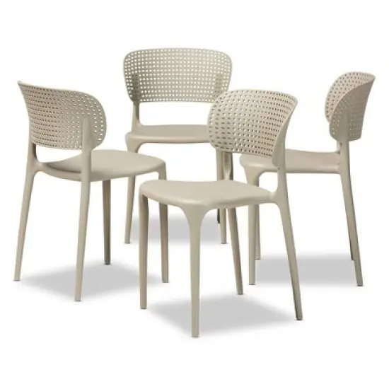 4pc Rae Plastic Stackable Dining Chair Set - Baxton Studio image {8}