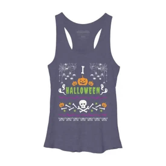 Women's Design By Humans Halloween Lover Ugly Sweater By machmigo Racerback Tank Top image {3}