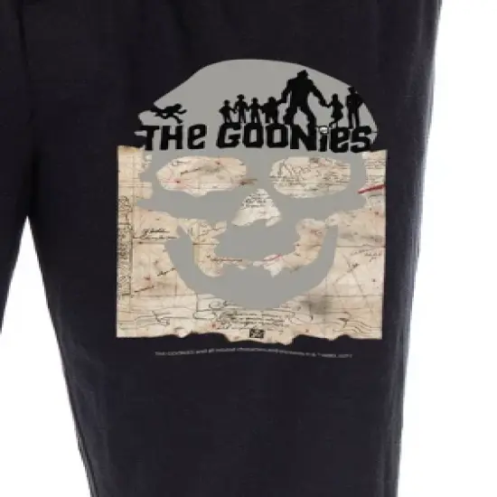 The Goonies Men's Skull And Map Logo Loungewear Sleep Bottoms Pajama Pants Black image {2}