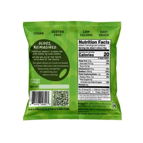Freestyle Snacks Original Green Olives - 1.1oz image {1}