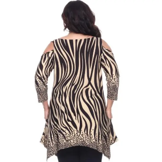 Women's Plus Size Antonia Cold Shoulder Tunic with Pockets - White Mark image {1}