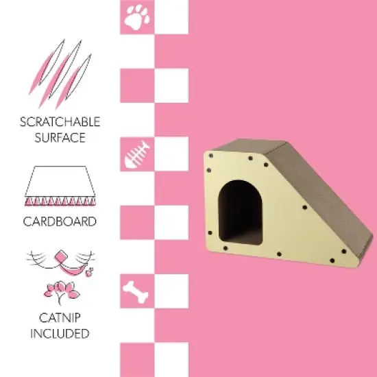 THE LICKER STORE Kento Minimalist Cardboard Angled Cat Cave Scratcher with Catnip image {2}