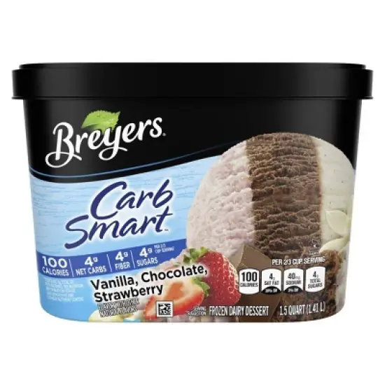Breyers Carb Smart Vanilla + Chocolate + Strawberry Frozen Dairy Dessert - 48 fl oz image {8}