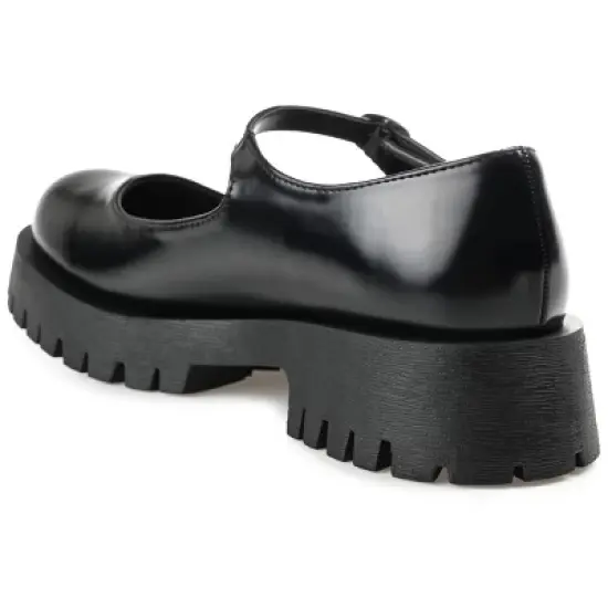 Journee Collection Womens Kamie Mary Jane Round Toe Buckle Flats image {6}