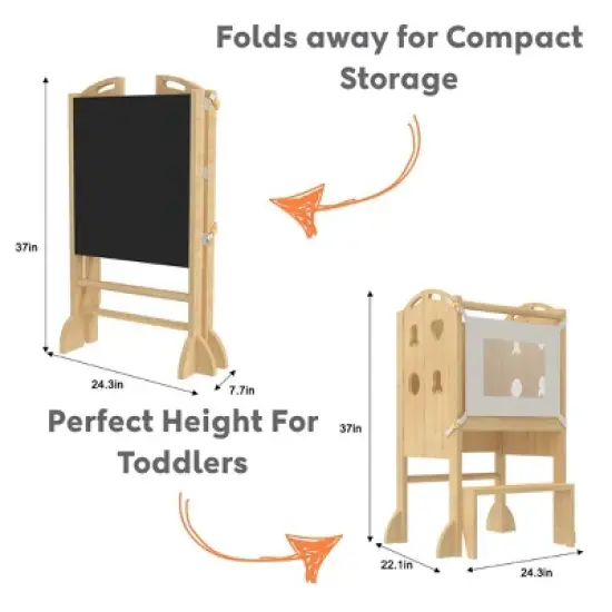 Avenlur Plum 3-in-1 Foldable Kitchen Tower, Step Stool & Chalkboard for Kids image {2}
