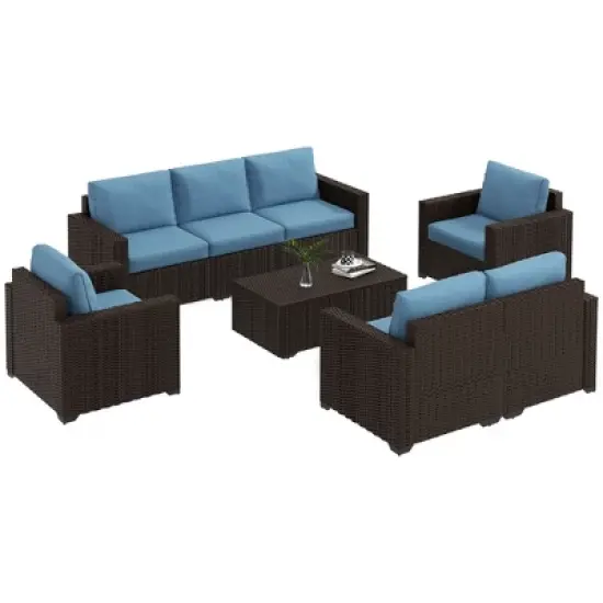 Outsunny Cushioned Patio Furniture Set, Storage Function Coffee Table image {6}