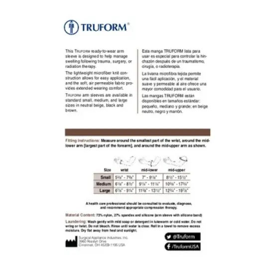 Truform Lymphedema Compression Arm Sleeve, 20-30 mmHg Post Mastectomy Support, Dot Top Grip Band image {3}