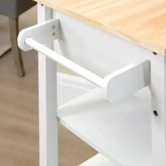 HOMCOM Compact Kitchen Island Cart on Wheels, Rolling Utility Trolley Cart with Storage Shelf & Drawer for Dining Room image {4}