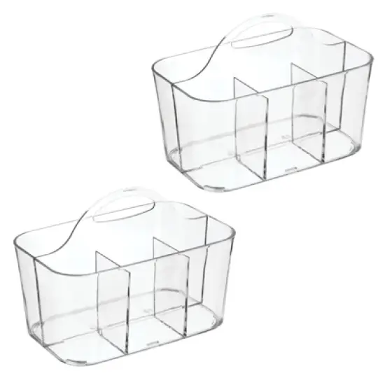 mDesign Small Plastic Divided Cosmetic Storage Organizer Caddy Tote Bin - Clear image {9}