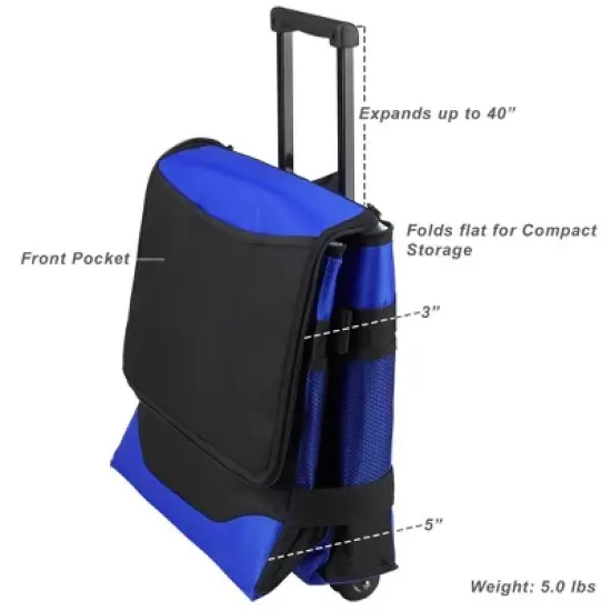 Picnic at Ascot 60 Can Collapsible Insulated Rolling Cooler - Royal Blue image {2}