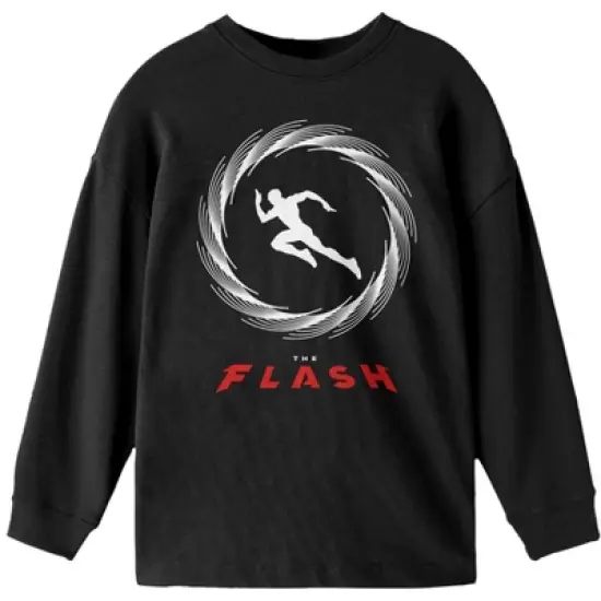 Flash White Running Silhouette Youth Black Long Sleeve Shirt image {2}