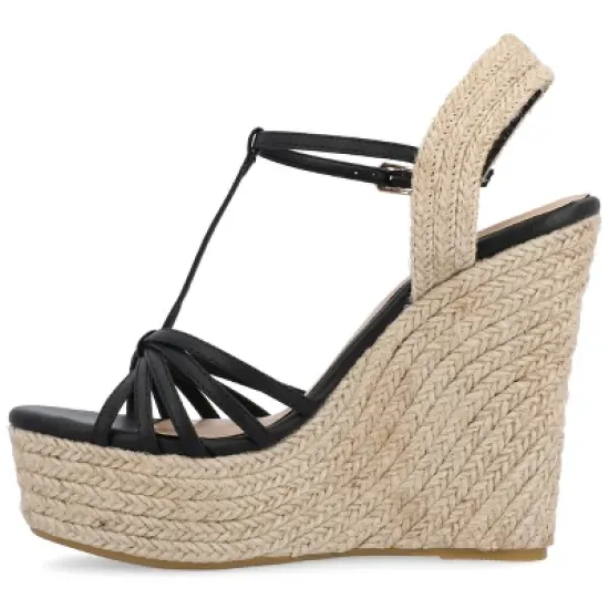 Journee Collection Womens Yara Tru Comfort Foam Buckle Espadrille Wedge Sandals image {1}