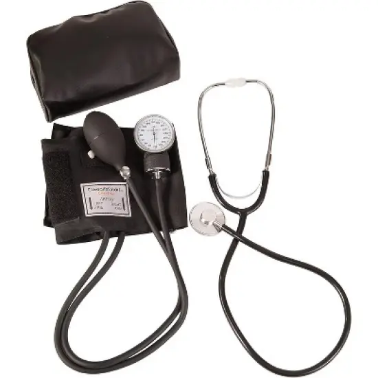 MABIS Aneroid Sphygmomanometer with Stethoscope, Adult BP Cuff & Case, Black image {2}