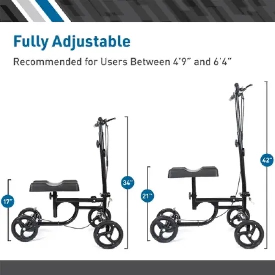 BodyMed Knee Walker for Leg and Foot Injuries with Dual Brakes, Metal Basket & Knee Pad Cover &ndash;  Collapsible and Adjustable Knee Scooter image {3}
