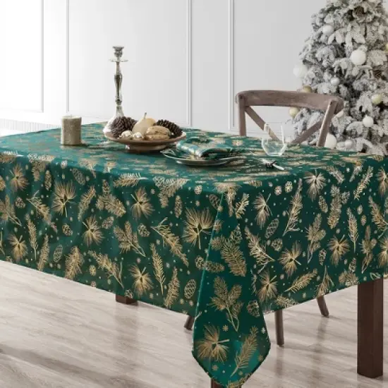 Elrene Pine Foil Fabric Holiday Tablecloth - Elrene Home Fashions image {1}