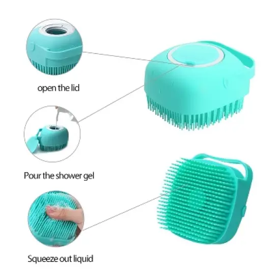 BABYYER Pet Grooming Bath Massage Brush with Soap and Shampoo Dispenser Soft Silicone Bristle for Long Short Haired Dogs Cats Shower image {4}