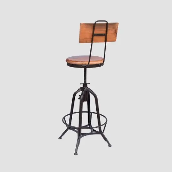 Clarkson Modern Industrial Adjustable Barstool Natural/Black - Christopher Knight Home image {2}