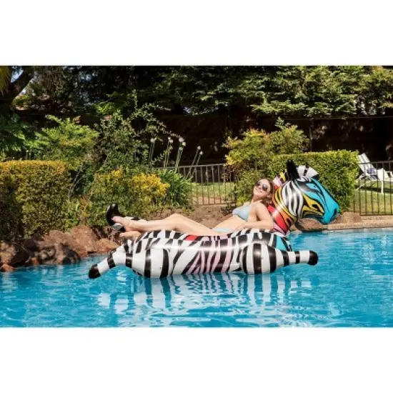 Poolmaster Zany Zebra Jumbo Swimming Pool Float Rider image {3}