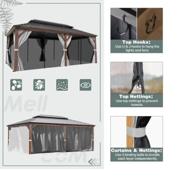 EROMMY Heavy-Duty 20 FT x 14 FT Metal Hardtop Gazebo image {7}